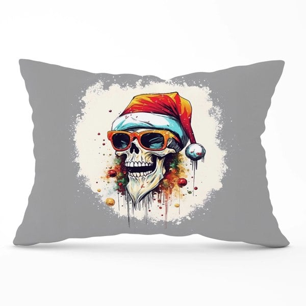 Warren Reed Santa Skull In Glasses Splashart Cushions