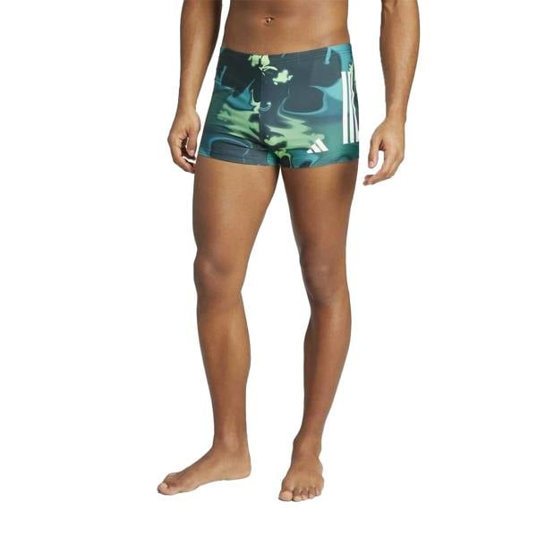 Adidas Mens Graphic Print Snug Fit Swimming Trunks - Aurora Green - 