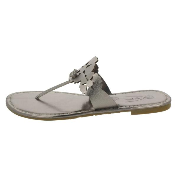 Spot On Ladies Spot On Flat Toe Post Sandal With Flower Design