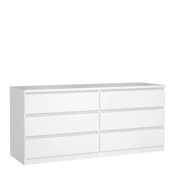 Wyld Haus Budapest White Wooden Wide Chest 6 Drawers
