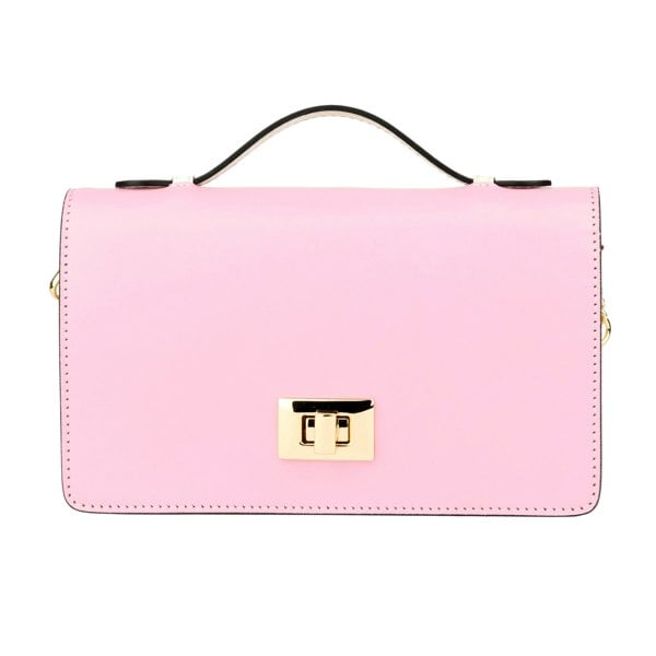 Embassy London Envy - Pink & Cream - Women's leather flap clutch bag with strap