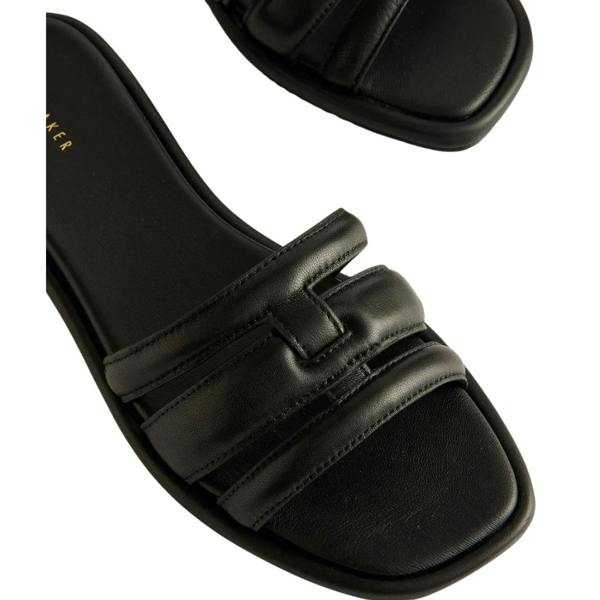 Ted Baker Leeiaa Flat Woven T Logo Black Slide Sandals