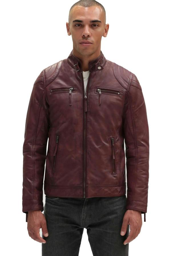 Infinity Leather Mens Moto Leather Biker Jacket-Taiwan