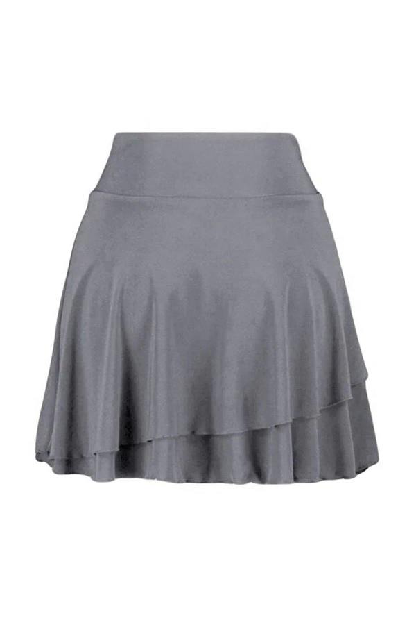 WOVCOR Flounced Mini Stretch Knit Skirt with Ruffle Detail