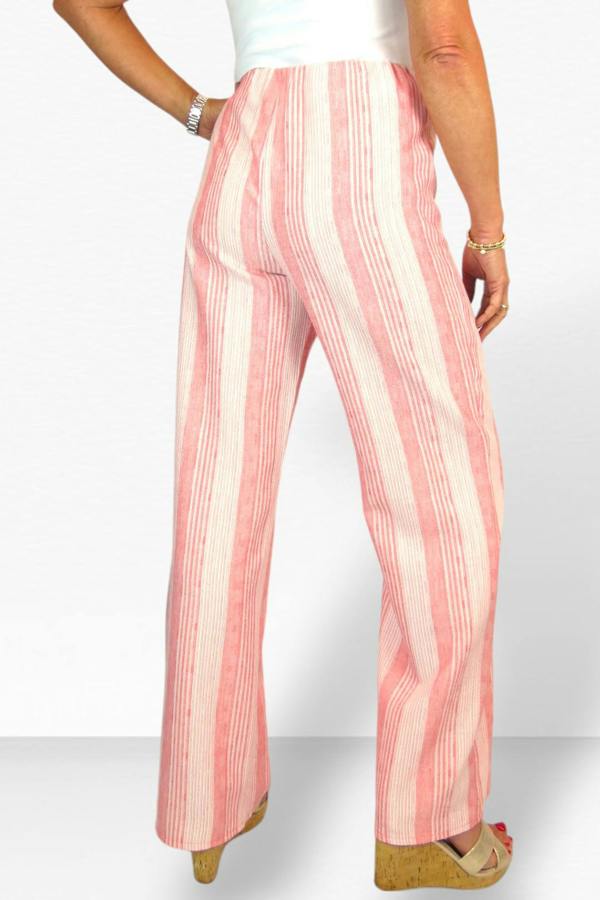 Paulo Due Women's Striped Elasticated Waist Wide Leg Trousers