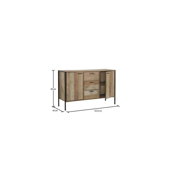 Timber Art Design Stretton Sideboard 2 Doors 3 Drawers Storage Cabinet Cupboard Rustic Industrial