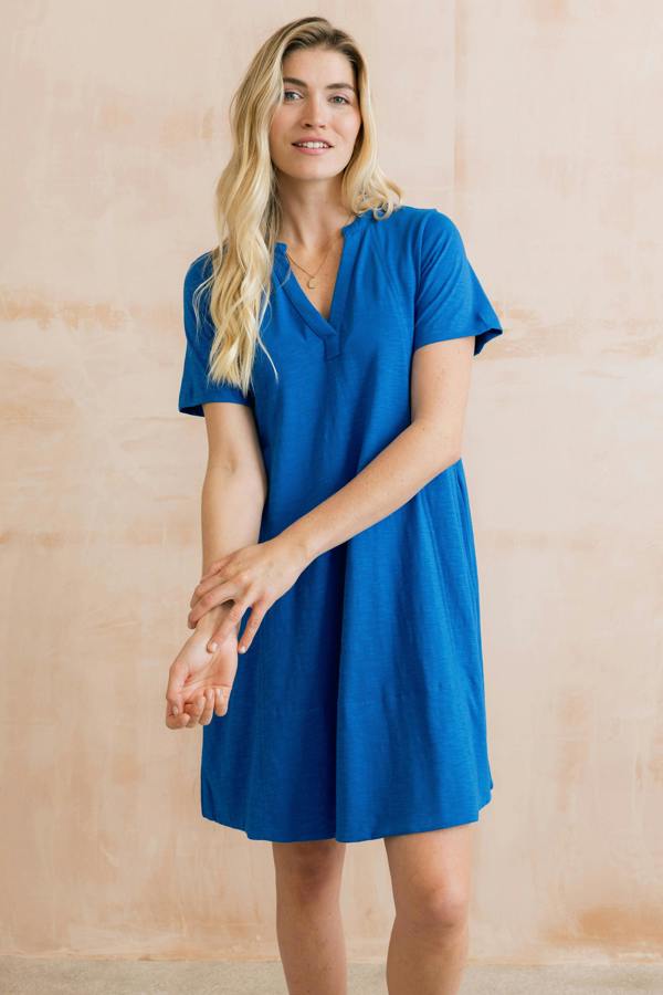 Lily & Me Terrace Organic Cotton Jersey Swing Dress Cobalt