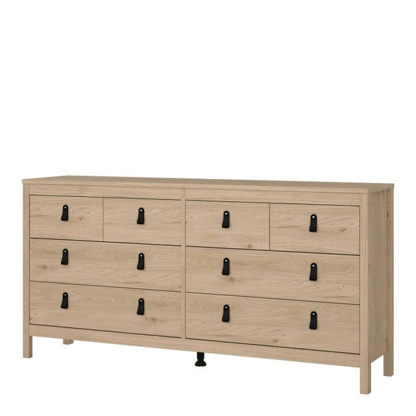 Wyld Haus Barcelona Natural Oak Wood Double Dresser 8 Drawers