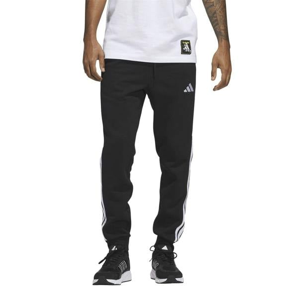 Adidas Mens Essentials Stripe Tapered Joggers - Black/White - 