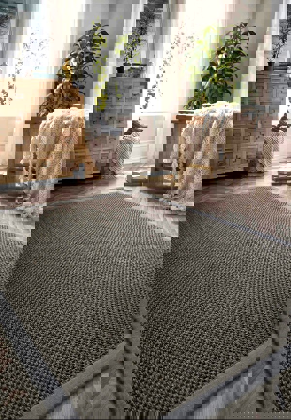 Luxurious Dark Grey Non-Slip Sisal Rug |100% Natural Fibers