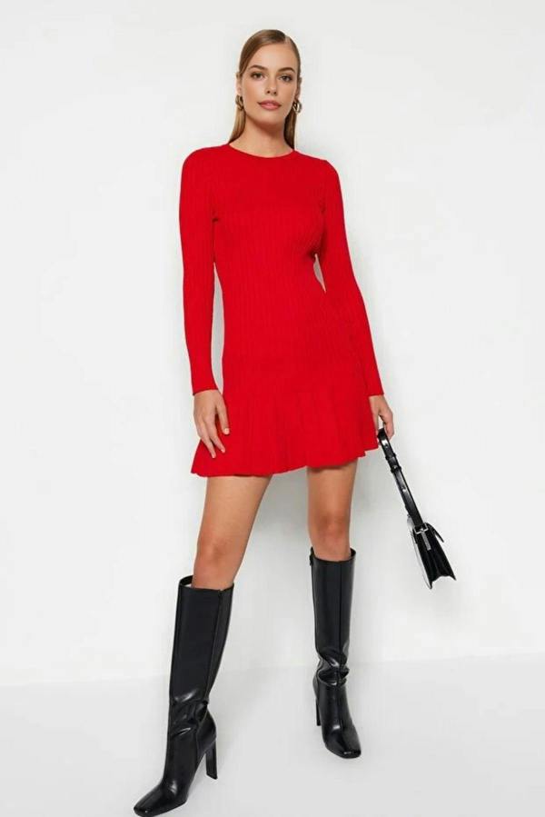 WOVCOR Mini Pleated Knit Dress