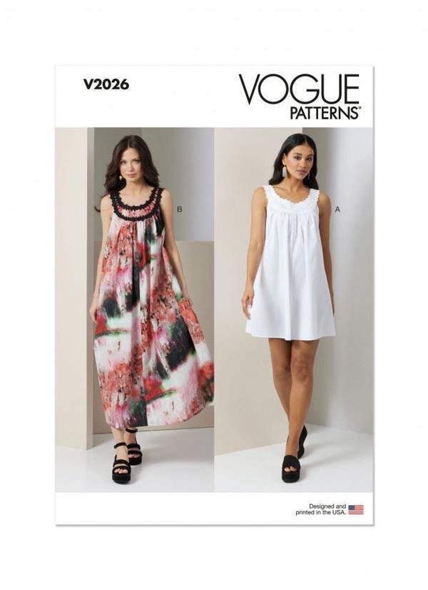 Vogue Sewing Pattern 2026, Dresses for Women, H5(6-8-10-12-14) - Intermediate