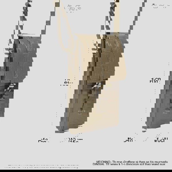 Assots London 'PETRA' Khaki Croc Real Leather Mobile Phone Crossbody Bag