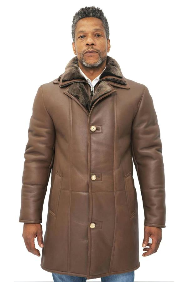 Infinity Leather Mens Warm Shearling Sheepskin Leather Coat-Ilford