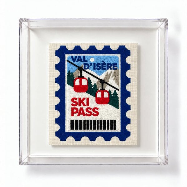 Lilly Loves Val D'isere Embroidered Postcard Artwork