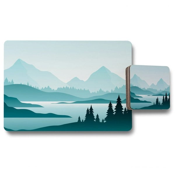 Benjamin Tate Design abstract mountain landscape (Placemat & Coaster Set)