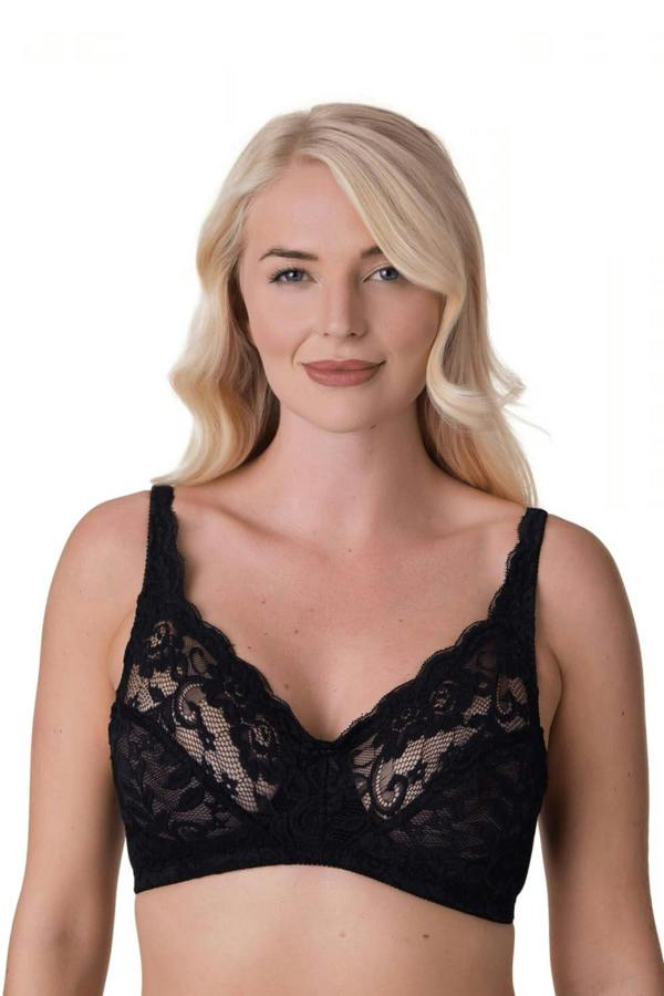 Womens Soft Lace Cup Non-Wired Bra Black