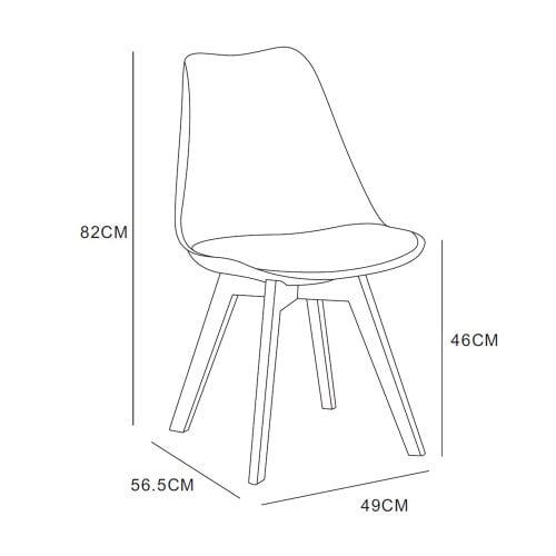Set of 4 Dining Chairs with Solid Wooden Legs and Seat Cushion Pads Eva