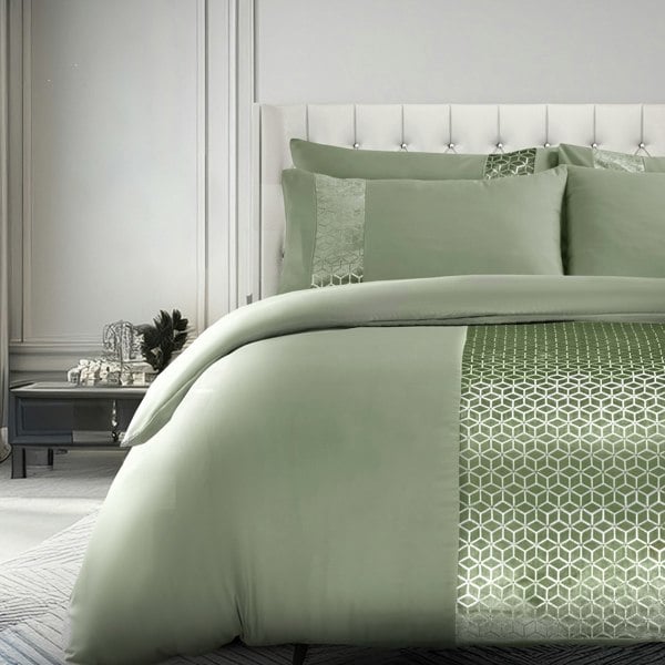 Velosso Modern Geometric Foil Printed Duvet Cover & Pillowcase Set - Luxury Bedding, Machine Washable, Button Enclosure