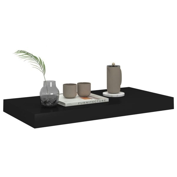 Berkfield Floating Wall Shelf Black 50x23x3.8 cm MDF