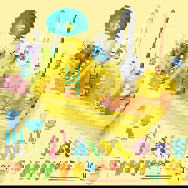 deAO Toys Kids Kitchen Toy Set – Duck Sink with Water, Dishwashing Playset & Accessories. Fun Role-Play Gift for Children