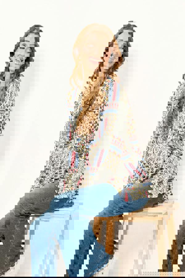 Mudflower Pintuck Printed Shirt