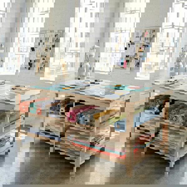 Arbor Garden Solutions Wooden Workbench MDF Top Depth-4ft With Double Shelf