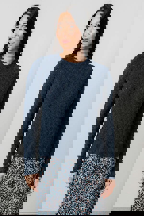 Lily & Me Harefield Pointelle Knit Jumper Navy