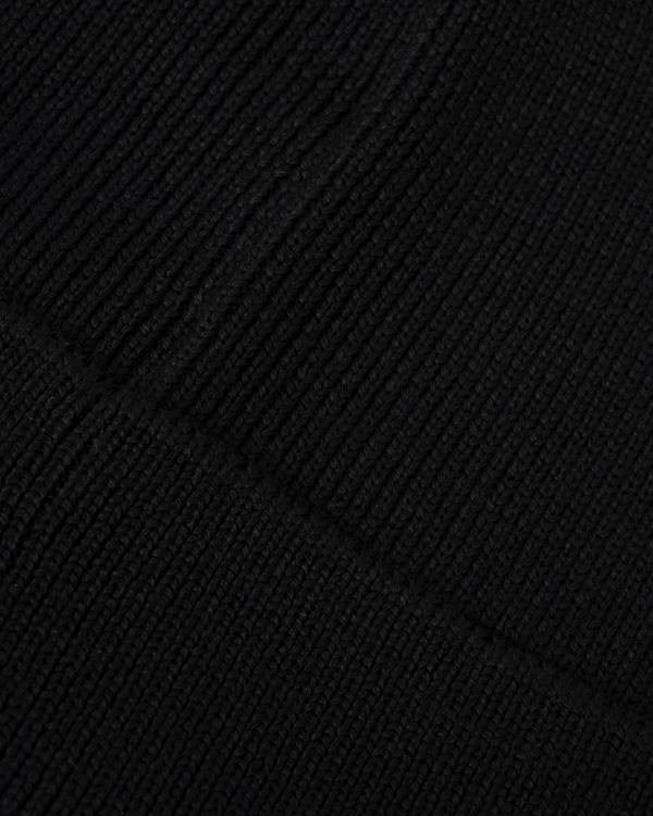 texture detail of a BOSS Orange Foxxy Mens Tonal Logo Beanie in Black 001