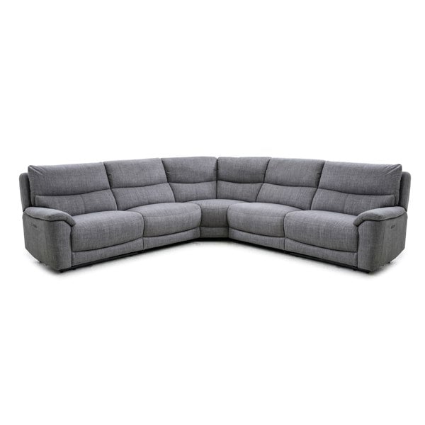 Furniture One Recliner Corner Sofa Set Fabric Armchair Set, Reclining Sectional Sofa Set Motor Recliner Padded Sofa with Side USB Charger Port