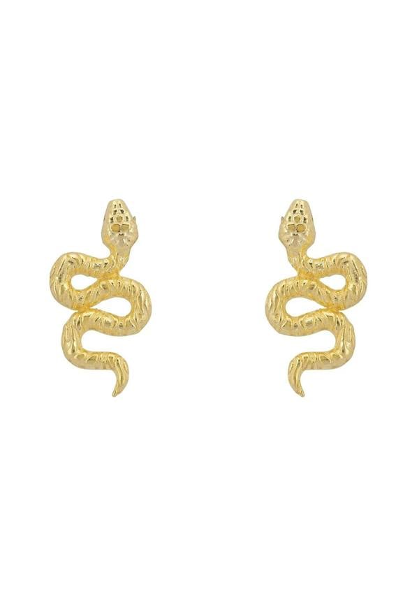 Latelita Coiled Cobra Snake Stud Earrings Gold