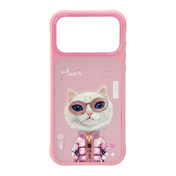Nimmy Friends Nimmy Cool & Cute 2.0 White Rich & Beauty Cat Case with MagSafe for iPhone 17 Pro Max 6.9" Pink - N-KMLL-IP17-PRO-MAX-04