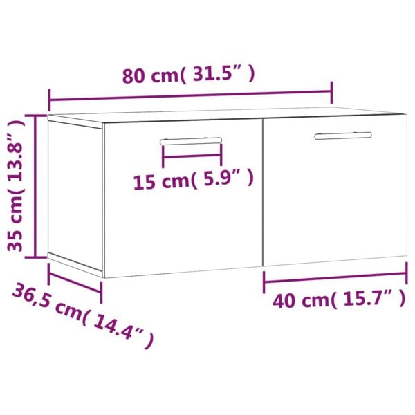 Berkfield Wall Cabinet Concrete Grey 80x36.5x35 cm Engineered Wood