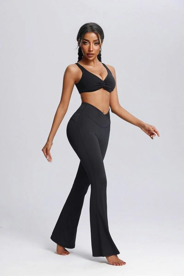 Anniou Crossover Flared Yoga Leggings