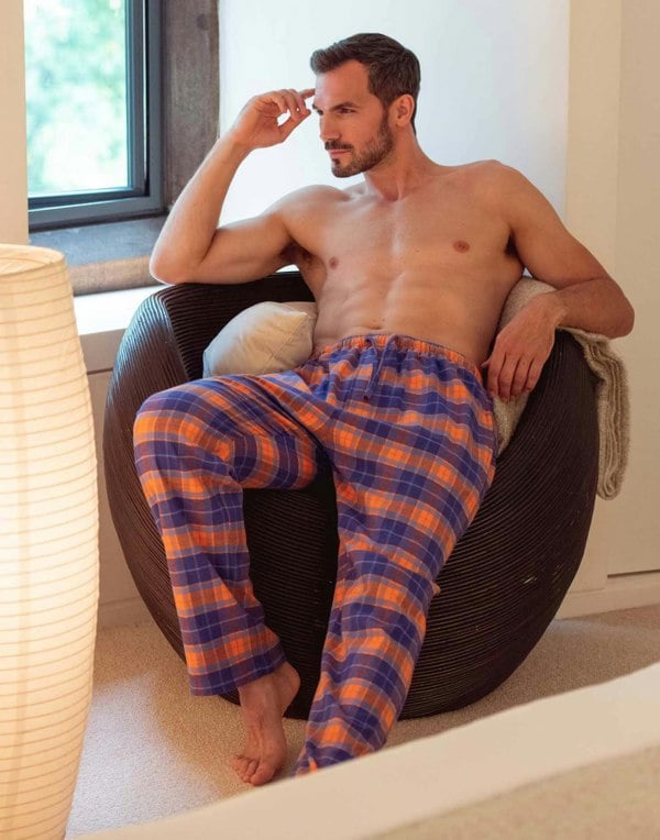 Men's Brushed Cotton Pyjama Trousers – Tangerine Dream - British Boxers