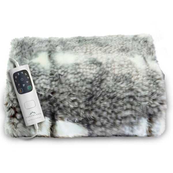 Dreamland Hygge Days Faux Fur Heated Throw Blanket - Fallow Deer Print - 160x120cm