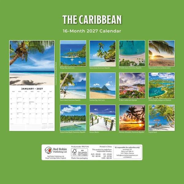 The Caribbean Calendar 2027, Wall Calendars, Month To View, Travel, Gift