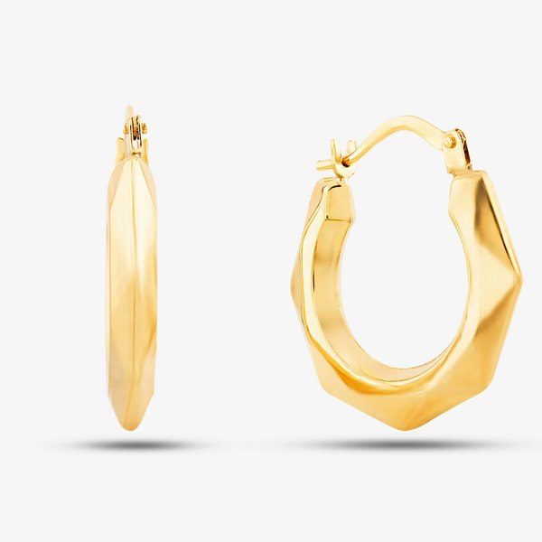T. H. Baker 9ct Yellow Gold Patterned Creole Earrings UER121Y