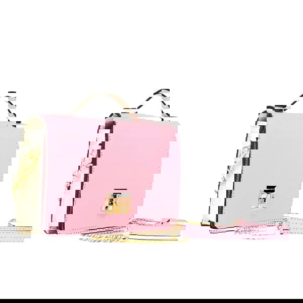 Embassy London Envy - Pink & Cream - Women's leather flap clutch bag with strap