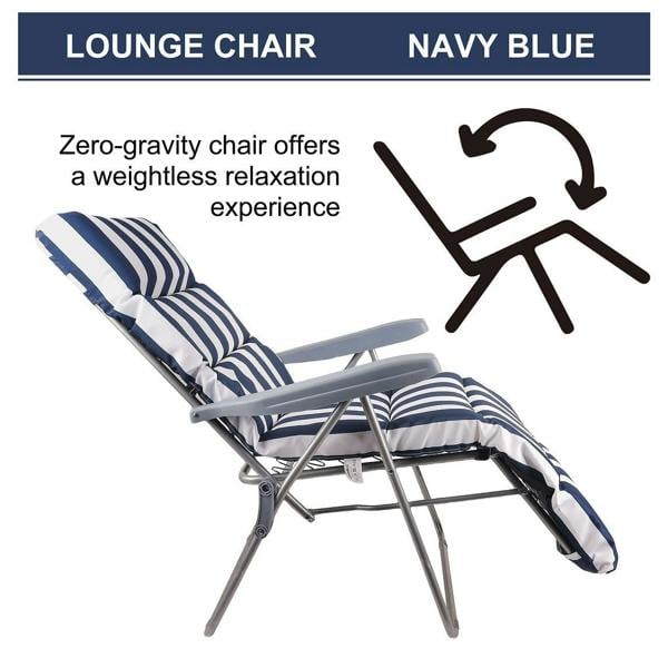 Groundlevel Garden Recliner Chair with Striped Cushion