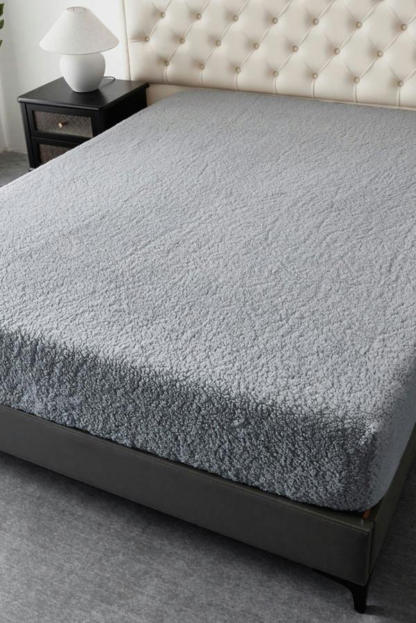Ezysleep Winter Warm Soft Teddy Fleece Fitted Sheet - Silver