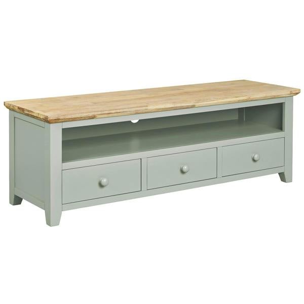 Statement Furniture Florence Large Wooden TV Stand with 3 Drawers and Shelf - Sage Green