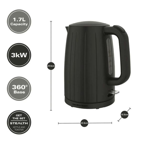Hamilton Beach Stealth 1.7L Textured Kettle - Matte Black - Hamilton Beach UK