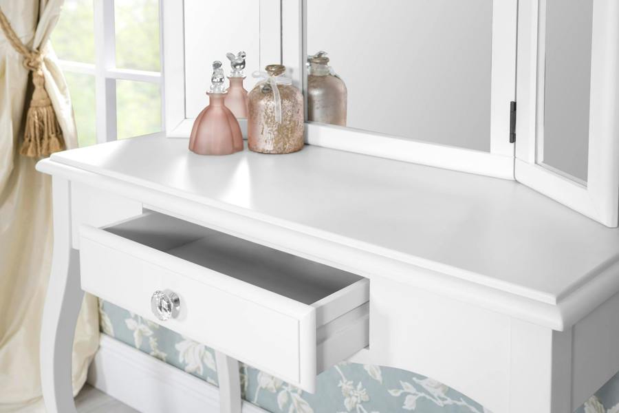 Statement Furniture Romance French Dressing Table with Drawer and Crystal Handle