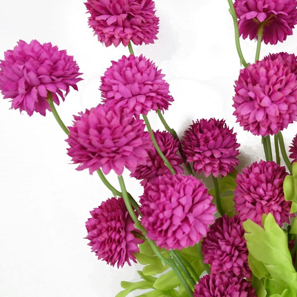 Leaf Pack of 6 x 50cm Dahlia Pompom Pink Artificial Stem