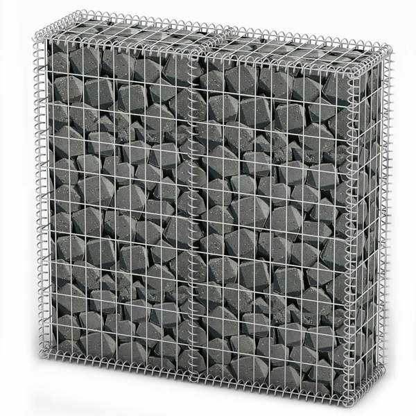 Berkfield Gabion Basket with Lids Galvanised Wire 100 x 100 x 30 cm
