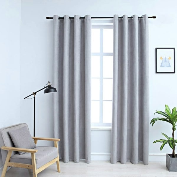 Berkfield Blackout Curtains with Metal Rings 2 pcs Grey 140x245 cm