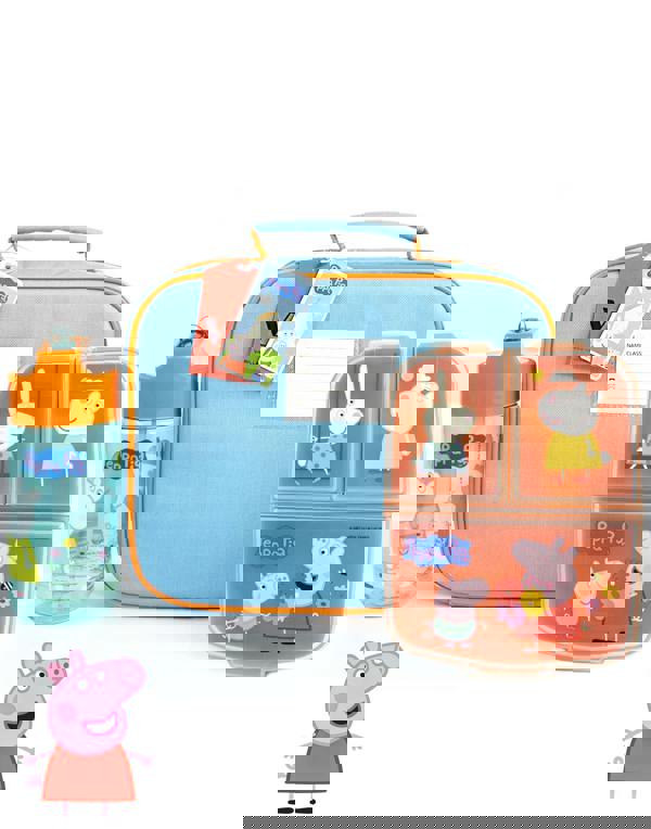 Peppa Pig Girls Blue Multi-Character Placement Prints Lunch Bag Bottle and Snack Pot (One Size)