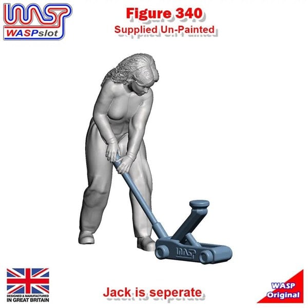 MCSlots Trackside Figure Scenery Display Figure No 3 Pit Crew with Jack 1:32 Scale Wasp
