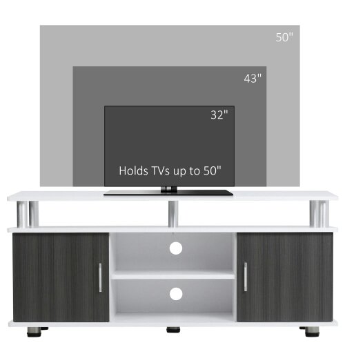 Wyld Haus Mihavi 120cm Wooden Grey And White Media Console With Shelf And Cupboards For TVs Up To 50 Inches